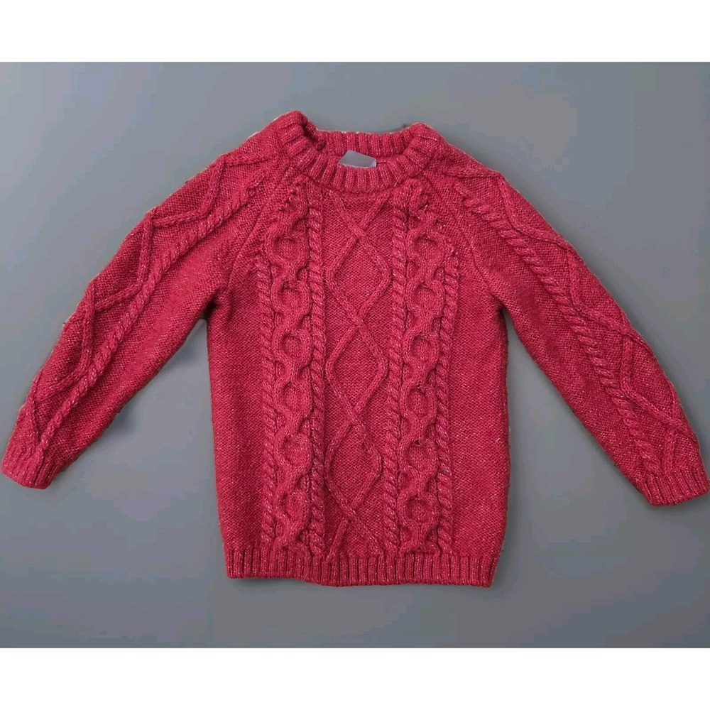 H&M Red Cable Knit Cotton Blend Sweater Infant Size 18m Christmas Valentines-MC1